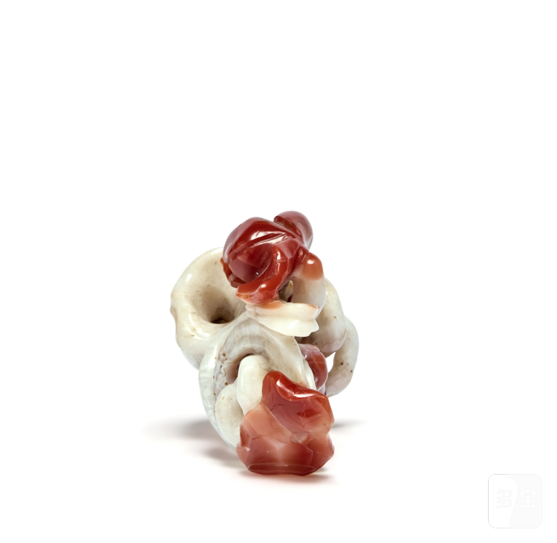 清 瑪瑙雕荷蓮遊鴨擺件 - 图4